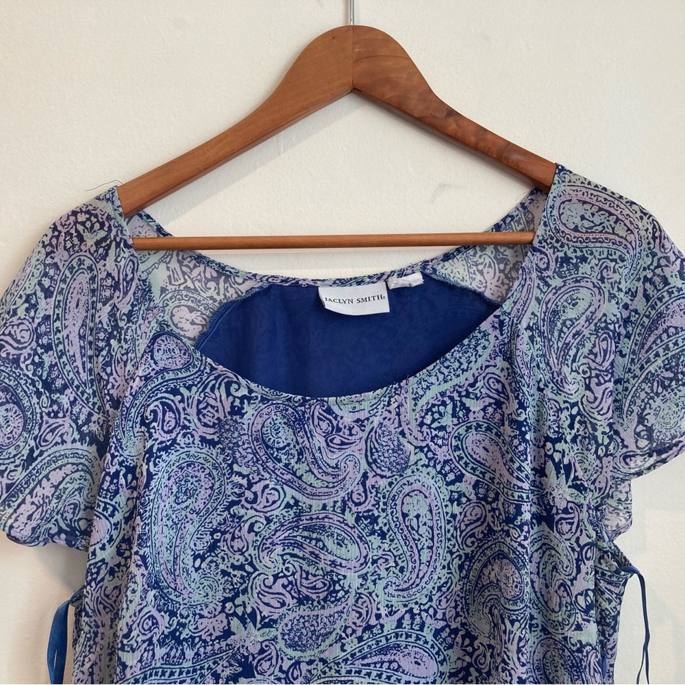 Jaclyn Smith Women's Top in Blue and Purple Paisley